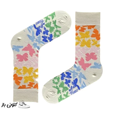 جوراب ساقدار پروانه رنگی
