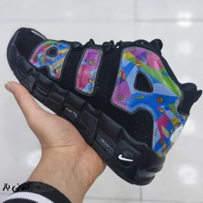 کتونی ایر آپتمپو نیو ساق دار رنگ مشکی هفت رنگ