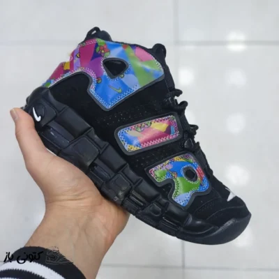 کتونی ایر آپتمپو نیو ساق دار رنگ مشکی هفت رنگ