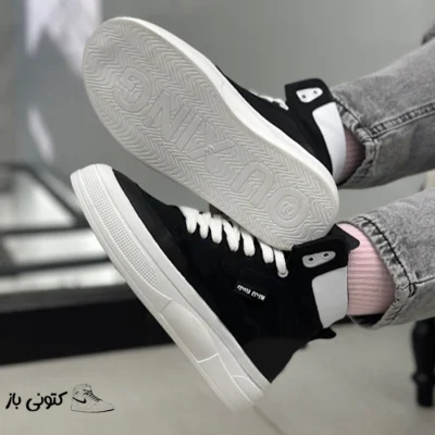 کتونی زنانه میو میو مشکی سفید ساقدار سایز ۳۸