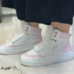 کتونی زنانه میو میو سفید صورتی ساقدار سایز ۳۹