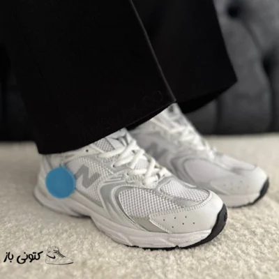 کتونی زنانه نیوبالانس سفید نقره ای