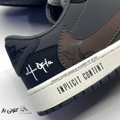 نایک ایر جردن ۱ بدون ساق تراویس اسکات یوتوپیا مشکی قهوه ای