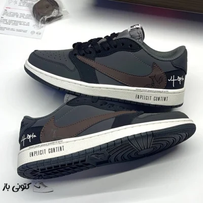 نایک ایر جردن ۱ بدون ساق تراویس اسکات یوتوپیا مشکی قهوه ای