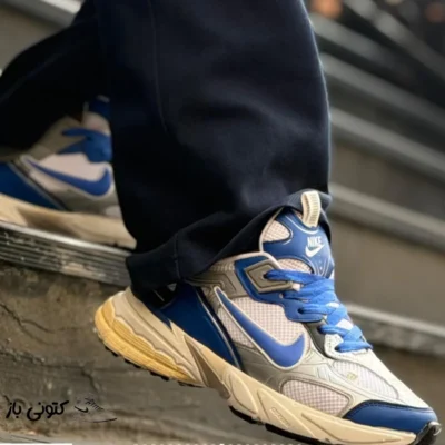 کتونی مردانه نایک v2k plus آبی نقره ای