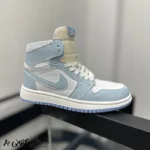 کتونی زنانه نایک جردن ۱ ساقدار آبی سفید - تصویر 3