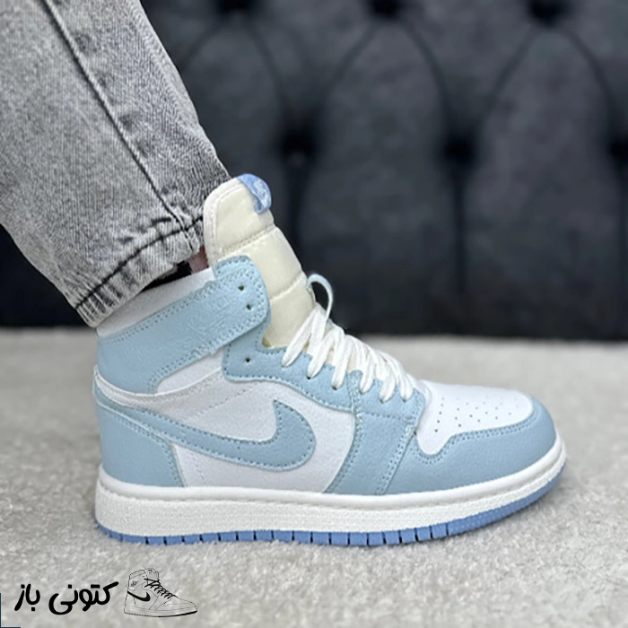 کتونی زنانه نایک جردن ۱ ساقدار آبی سفید 5 کتونی زنانه نایک جردن ۱ ساقدار آبی سفید - تصویر 1