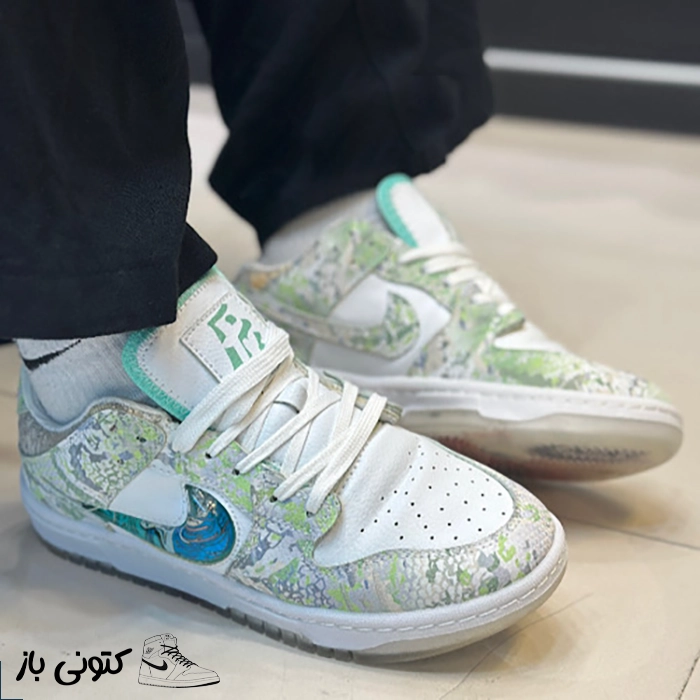 کتونی زنانه نایک دراگون سفید سبز کتونی زنانه نایک دراگون سفید سبز - تصویر 1