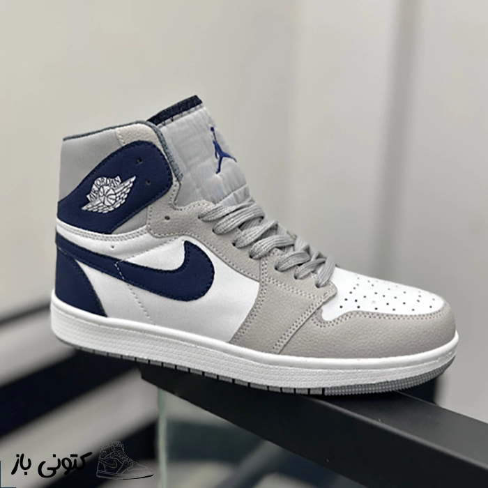 کتونی مردانه نایک جردن ۱ ساقدار طوسی سرمه ای 3 کتونی مردانه نایک جردن ۱ ساقدار طوسی سرمه ای - تصویر 1