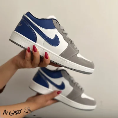 کتونی مردانه نایک جردن ۱ طوسی آبی کاربنی