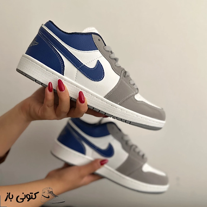 کتونی مردانه نایک جردن ۱ طوسی آبی کاربنی 2 کتونی مردانه نایک جردن ۱ طوسی آبی کاربنی - تصویر 1