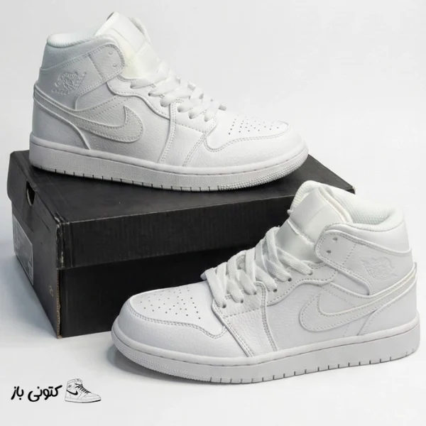 کتونی خارجی یونیسکس نایک ایر جردن وان AIR Jordan 1 Mid Triple White