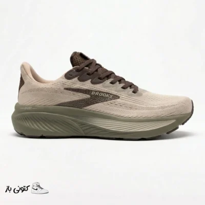 کتونی خارجی مردانه بروکس گوست 17 کرم قهوه‌ای سبز زیتونی Brooks Ghost 17 Gray/Brown/Olive