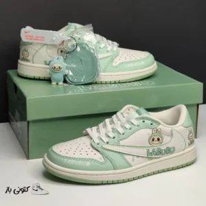 کتونی خارجی زنانه جردن وان لو لبوبو کرم سبز پاستیلی Jordan 1 Low Labubu Cream Pastel Green