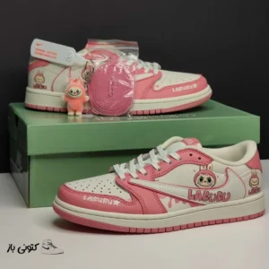 کتونی خارجی زنانه جردن وان لو لبوبو کرم صورتی Jordan 1 Low Labubu Cream Pink