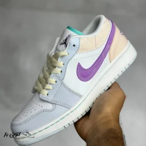 کتونی خارجی زنانه جردن وان لو مولتی کالر ساشیکو Jordan 1 Low Multi-Color Sashiko