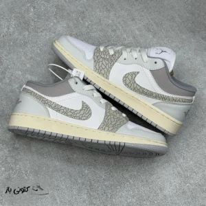 کتونی خارجی زنانه نایک جردن وان لو اسموک گری الفنت Jordan 1 Low PRM Smoke Grey Elephant