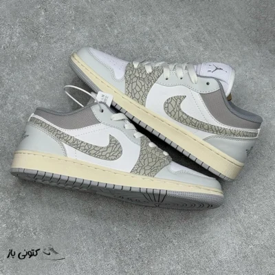 کتونی خارجی زنانه نایک جردن وان لو اسموک گری الفنت Jordan 1 Low PRM Smoke Grey Elephant