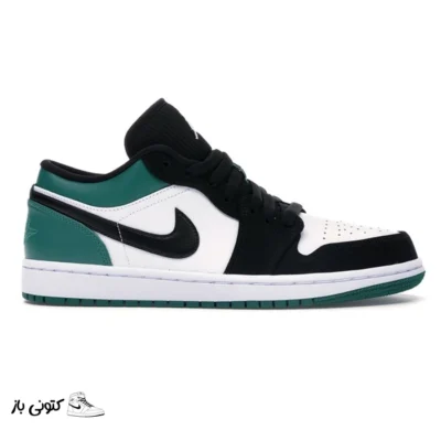 کتونی خارجی یونیسکس جردن وان وایت بلک گرین Jordan 1 Low White Black Mystic Green