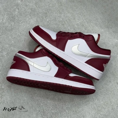 کتونی خارجی یونیسکس نایک جردن وان لو Jordan 1 Low White Bordeaux سفید زرشکی