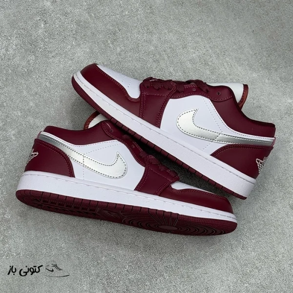 کتونی خارجی یونیسکس نایک جردن وان لو Jordan 1 Low White Bordeaux سفید زرشکی