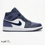 کتونی خارجی یونیسکس جردن وان سرمه‌ای سفید ساقدار Jordan 1 Mid Obsidian Sanded Purple 554724-445