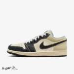 کتونی خارجی مردانه نایکی مدل ایر جردن شیری مشکی NIKE AIR JORDAN 1 LOW COCONUT MILK BLACK