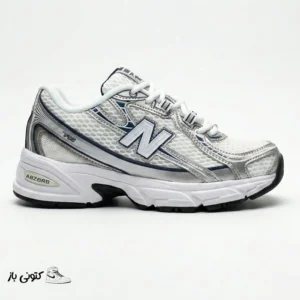 کتونی خارجی زنانه نیوبالانس 740 سفید نقره‌ای متالیک سرمه‌ای New Balance 740v2 White Shadow Grey Navy U740WN2
