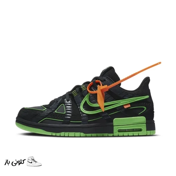 کتونی خارجی مردانه نایک آف وایت رابر Off-White x Nike Rubber Dunk Green Strike Black