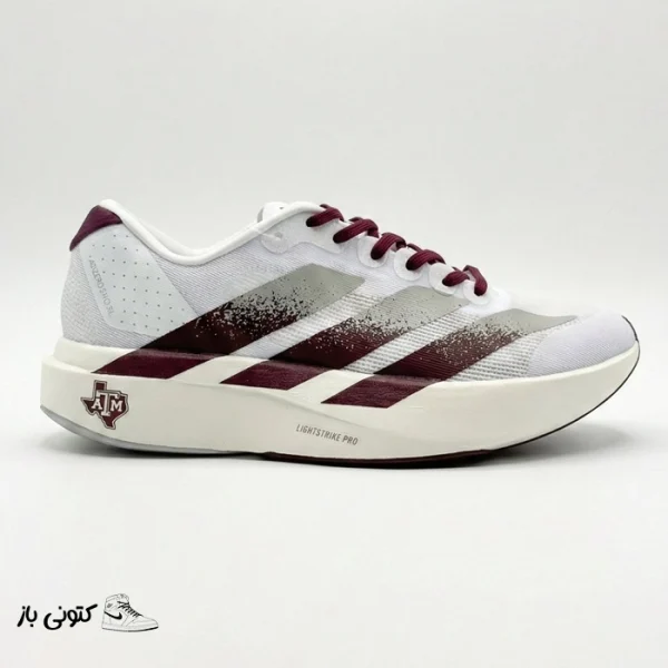 کتونی خارجی مردانه آدیداس آدیزیرو سفید زرشکی خاکستری adidas Adizero Evo SL Texas A&M JQ4566