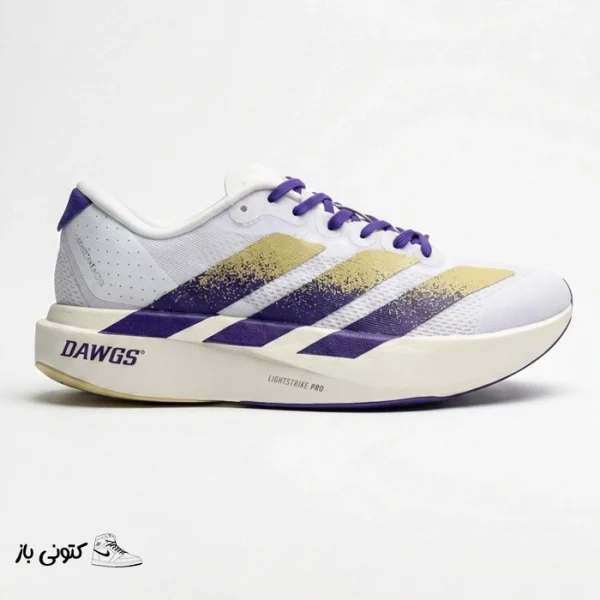 کتونی خارجی مردانه آدیداس آدیزیرو سفید بنفش طلایی adidas Adizero Evo SL Washington JQ4578