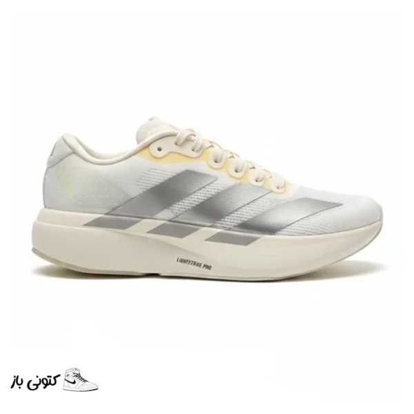 کتونی خارجی زنانه آدیداس آدیزیرو کرم نقره‌ای متالیک adidas Adizero Evo SL Wonder White JR5841