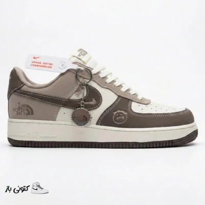 کتونی خارجی مردانه نایک ایرفورس وان نورث فیس موکا سفید Nike Air Force 1 The North Face Mocha