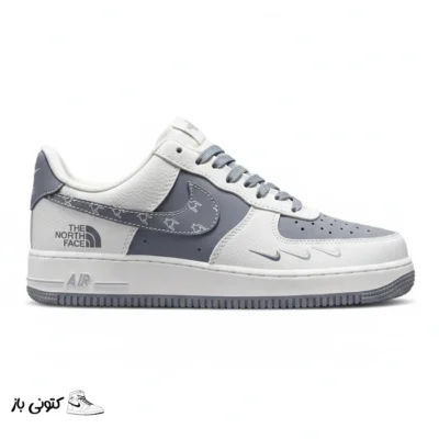کتونی خارجی مردانه نایک ایرفورس وان نورث فیس طوسی سفید استخوانی Nike Air Force 1 The North Face Sail Grey