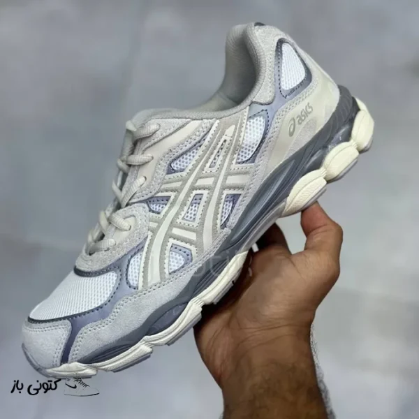 کتونی خارجی مردانه اسیکس ژل ان وای سی طوسی کرم ASICS Gel-NYC Oyster Grey