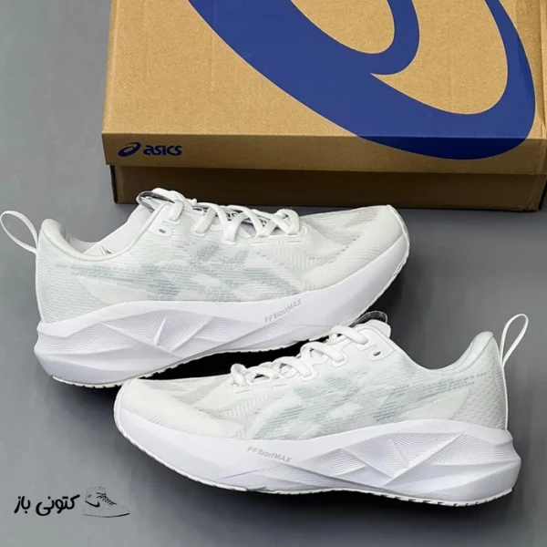 کتونی خارجی یونیسکس اسیکس نوابلاست 5 سفید خاکستری روشن ASICS Novablast 5 White Piedmont Grey