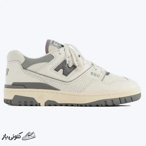 کتونی خارجی یونیسکس نیوبالانس 550 سفید کرم طوسی 550 New Balance 550 Aime Leon Dore White Grey