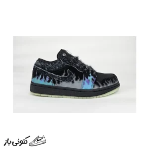 کتونی خارجی مردانه جردن وان ساقدار هالوین بلک کت Jordan 1 Mid Halloween Black Cat
