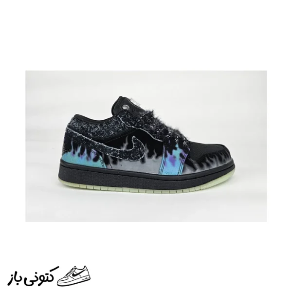 کتونی خارجی مردانه جردن وان ساقدار هالوین بلک کت Jordan 1 Mid Halloween Black Cat