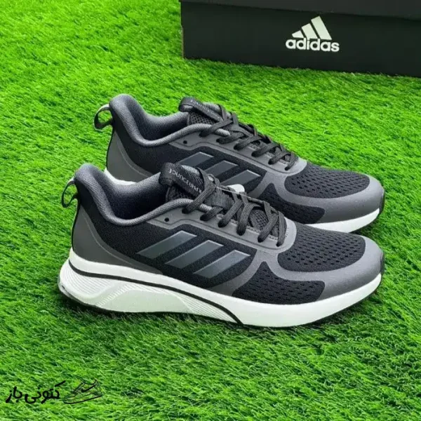 کتونی خارجی یونیسکس آدیداس کلود مشکی طوسی سفید Adidas Cloudfoam TND