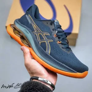 کتونی خارجی مردانه اسیکس ژل کینسی مکس سرمه ای نارنجی Asics GEL-KINSEI MAX