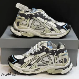 کتونی خارجی مردانه بالنسیاگا رانر سفید بژ طوسی آبی Balenciaga Runner White/Beige/Grey/Blue