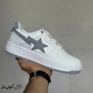 کتونی خارجی مردانه بیپ استا سفید طوسی Bape Sta White Grey