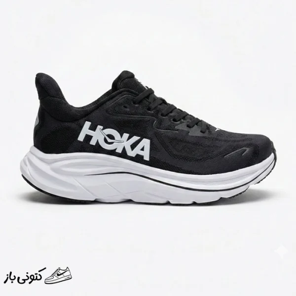 کتونی خارجی یونیسکس هوکا کلیفتون 10 مشکی سفید Hoka Clifton 10 Black White