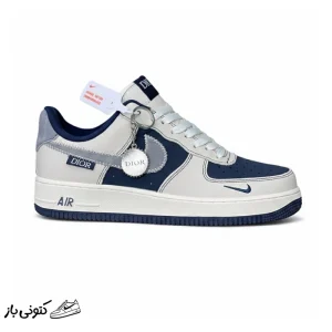کتونی خارجی مردانه نایک ایرفورس وان دیور سرمه‌ای سفید استخوانی Nike Air Force 1 Dior Sail Navy