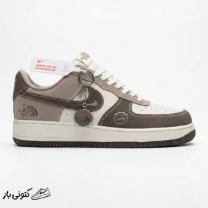 کتونی خارجی مردانه نایک ایرفورس وان نورث فیس موکا سفید Nike Air Force 1 The North Face Mocha