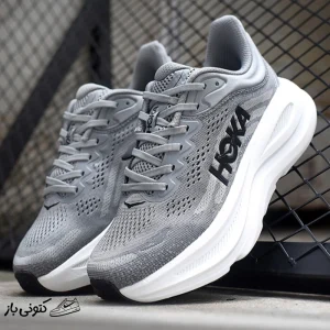 کتونی خارجی مردانه هوکا باندی 9 خاکستری سفید Hoka Bondi 9 Galactic Grey Stellar Grey 1162011-GCTC