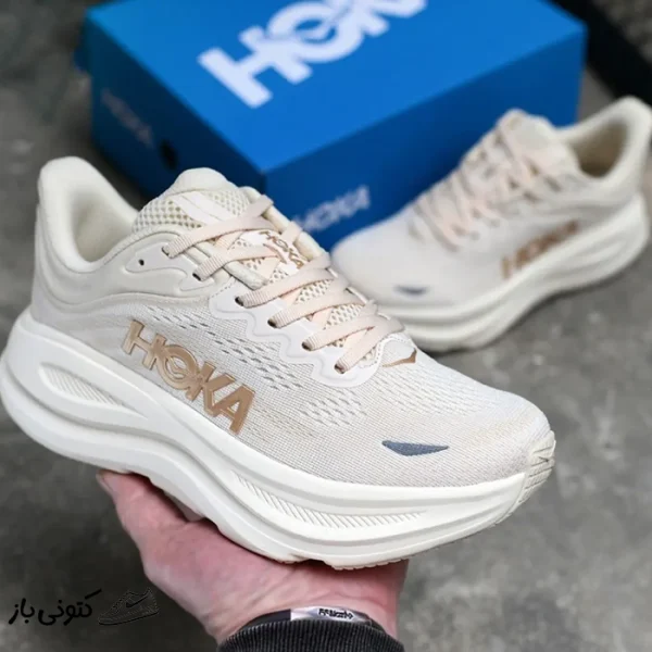 کتونی خارجی زنانه هوکا باندی 9 کرم بژ Hoka Bondi 9 Vanilla Birch 1162012-VCH