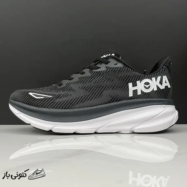 کتونی خارجی یونیسکس هوکا کلیفتون 9 مشکی سفید Hoka Clifton 9 Black White