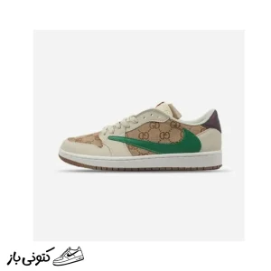 کتونی خارجی مردانه جردن وان لو تراویس اسکات گوچی Air Jordan1 Low X Travis Scott Gucci